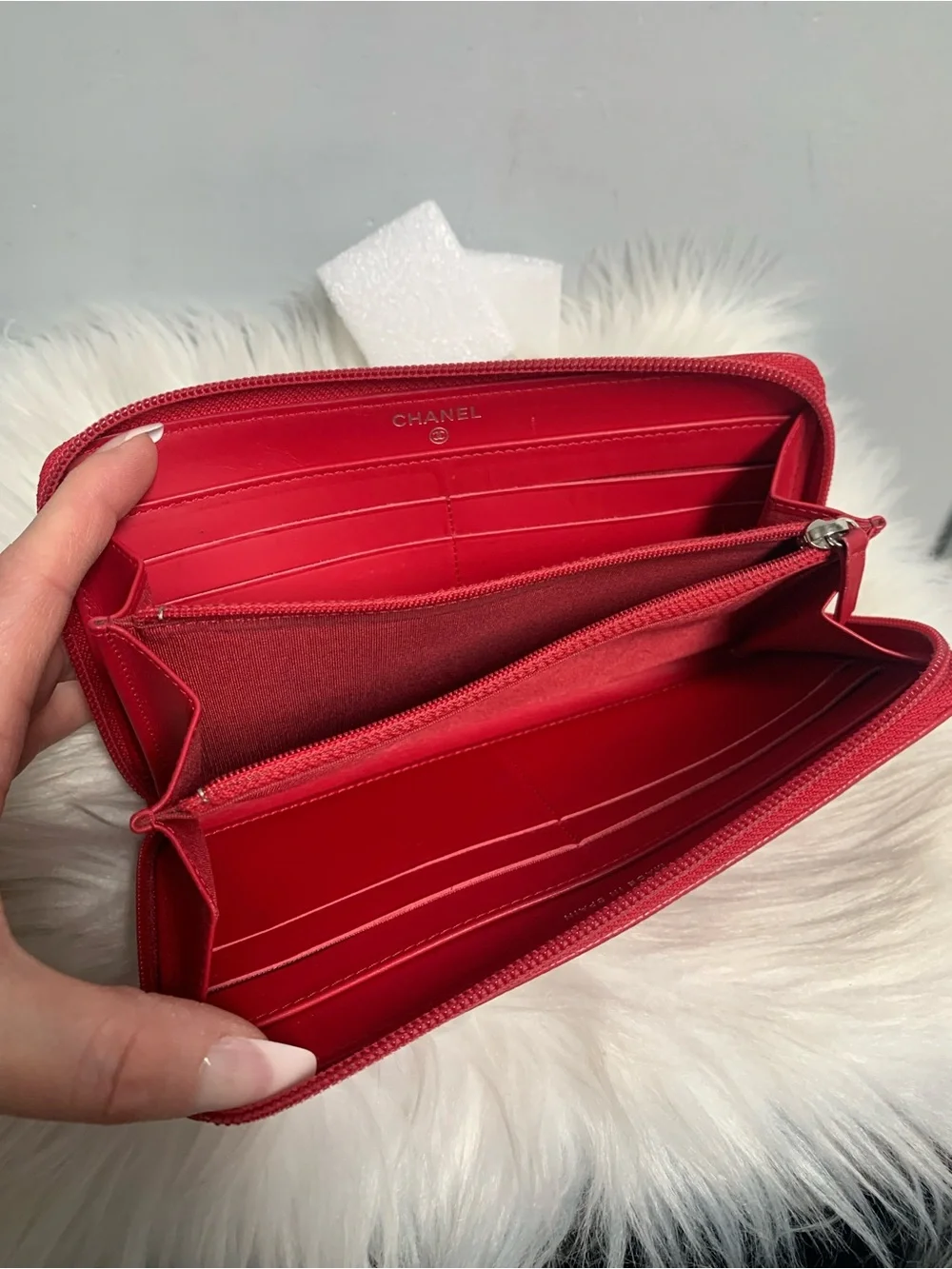 Authentic Chanel hot pink zippy wallet